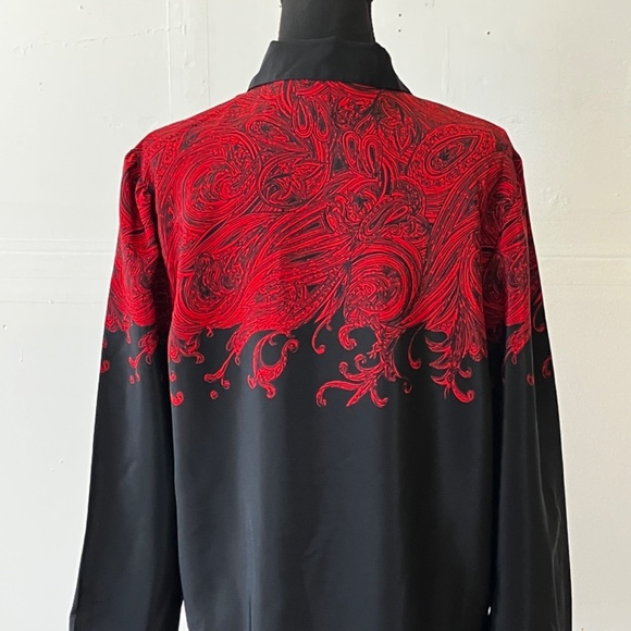 Leslie Fay red and black, long sleeve button down shirt - Picture 15 of 15